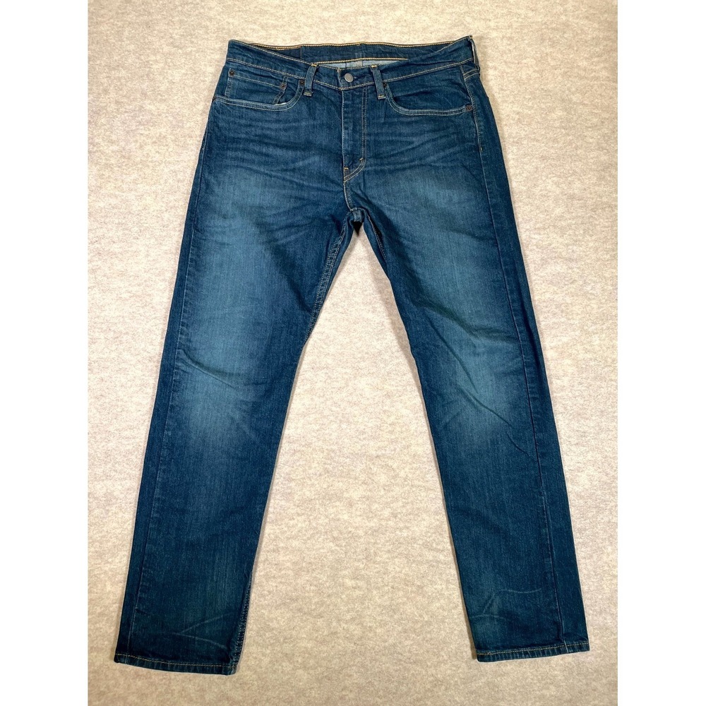 Levi's 502 Jeans Men 34x32 Blue Denim Cotton Stretch Preppy Mid Rise Tapered Leg